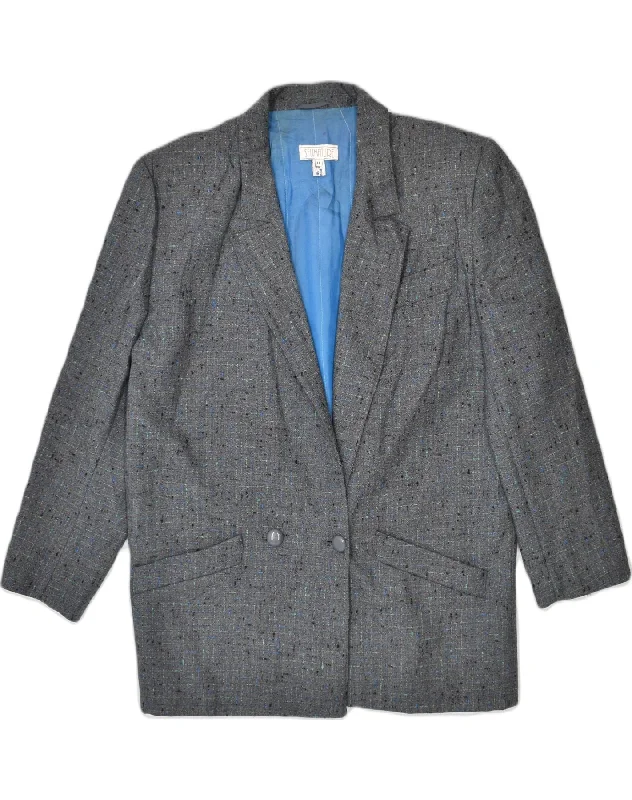 Women's Night-Out Outfit VINTAGE Womens Double Breasted Blazer Jacket IT 44 Medium Grey Wool Women's Night-Out Outfit VINTAGE Womens Double Breasted Blazer Jacket IT 44 Medium Grey Wool