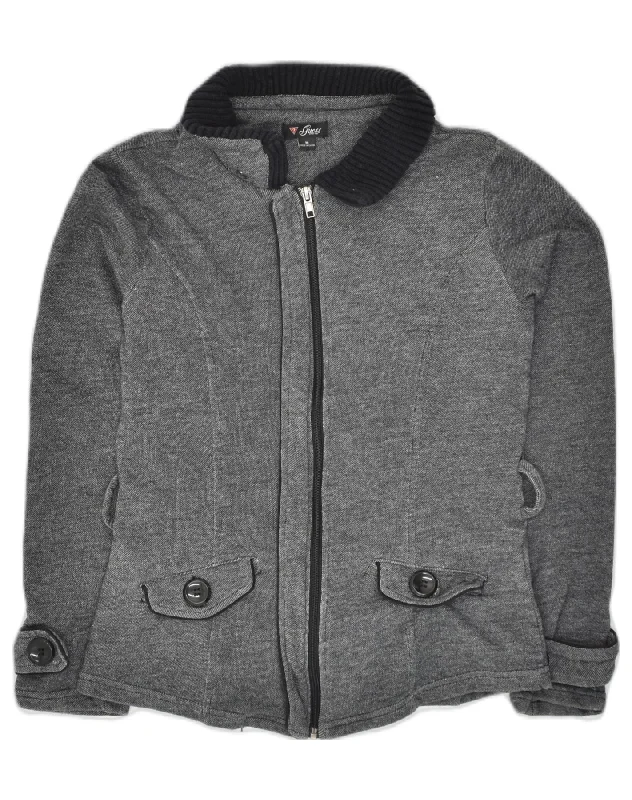 Best Clearance Sales Right Now GUESS Womens Knit Bomber Jacket UK 12 Medium Grey Cotton