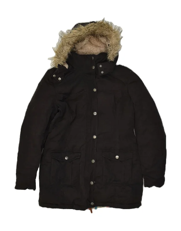 Women's Holiday Clothing FAT FACE Womens Hooded Parka Jacket UK 12 Medium Black Polyester Women's Holiday Clothing FAT FACE Womens Hooded Parka Jacket UK 12 Medium Black Polyester