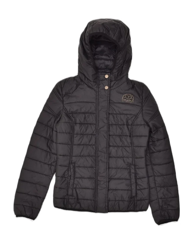 Online Clothing Stores GURU Womens Hooded Padded Jacket UK 4 XS Black Polyamide