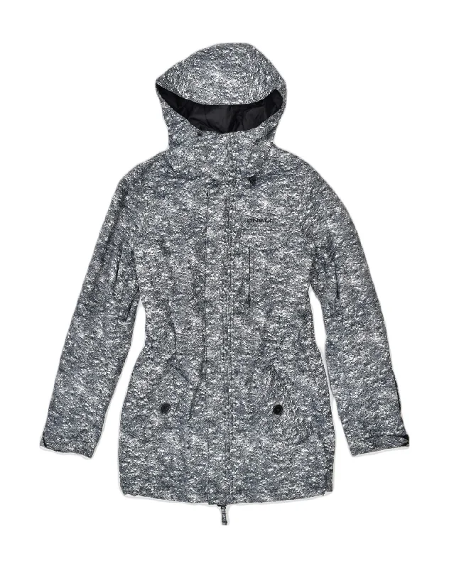 Women Wear Brands O'NEILL Womens Hooded Windbreaker Jacket UK 10 Small Grey Flecked