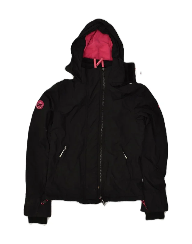 Chic Clothing For Women SUPERDRY Womens The Windcheater Hooded Windbreaker Jacket UK 2 2XS Black