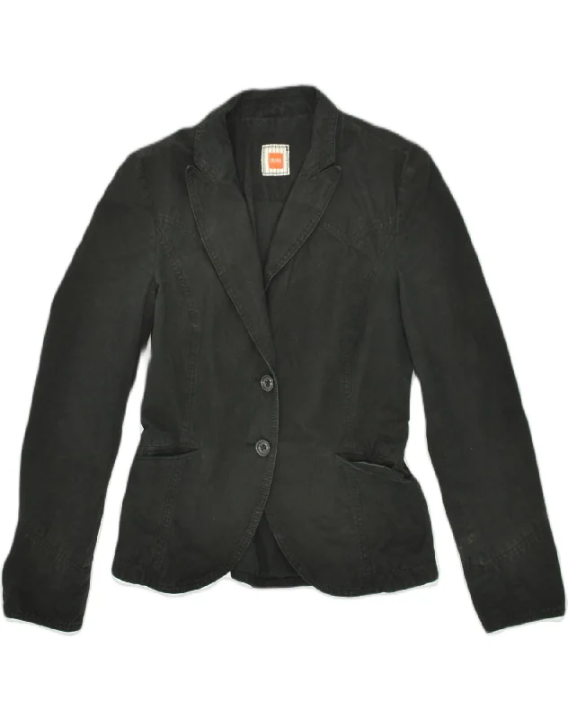 Eclectic Fashion HUGO BOSS Womens 2 Button Blazer Jacket UK 8 Small  Black Cotton
