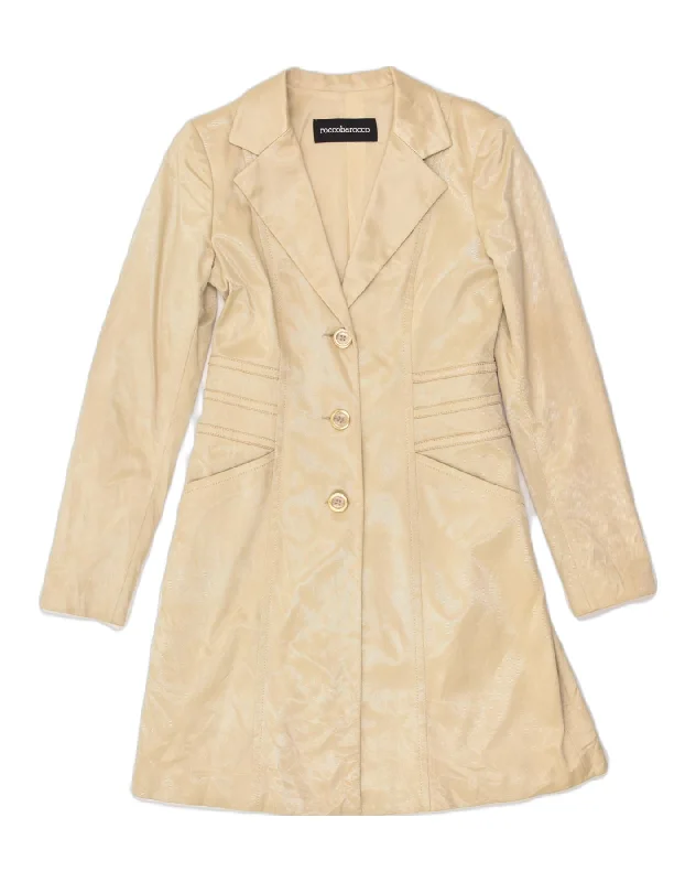 Online Shopping Boutiques ROCCOBAROCCO Womens Overcoat UK 12 Medium Beige Polyester