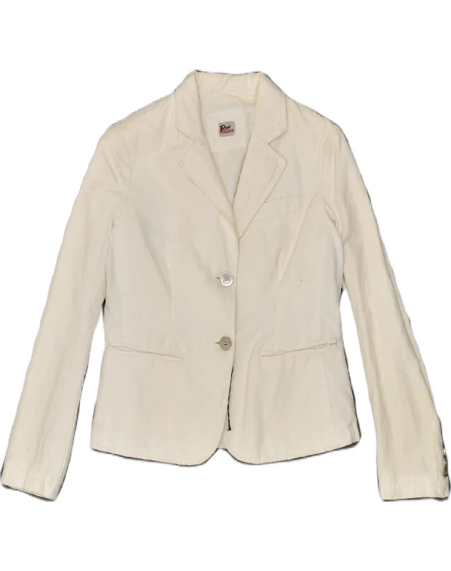 Seasonal Sale ROY ROGERS Womens 2 Button Blazer Jacket IT 42 Medium Beige Cotton