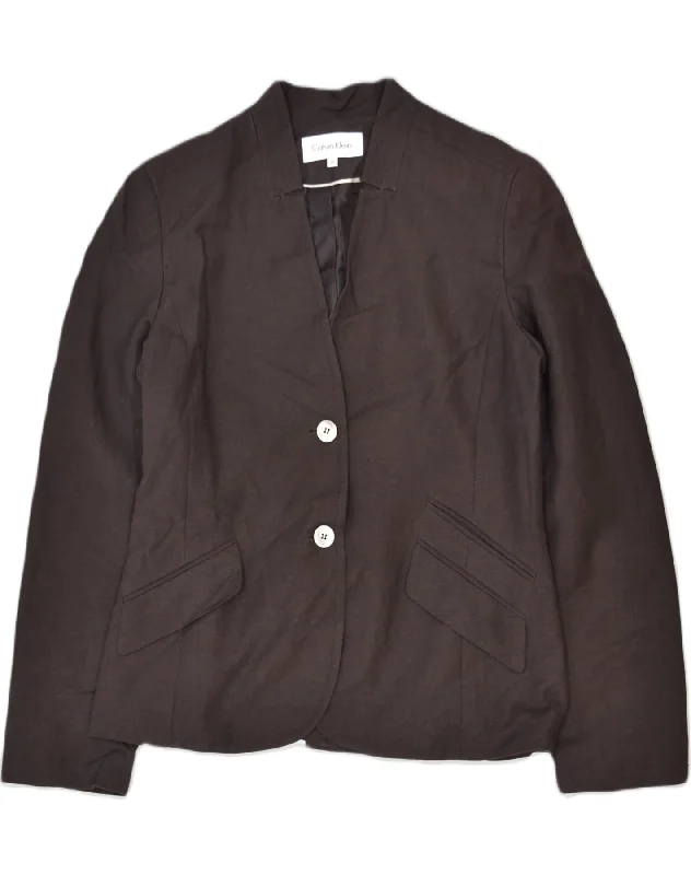 Relaxed Fit Women's Fashion CALVIN KLEIN Womens 2 Button Blazer Jacket US 8 Medium Brown Linen Relaxed Fit Women's Fashion CALVIN KLEIN Womens 2 Button Blazer Jacket US 8 Medium Brown Linen