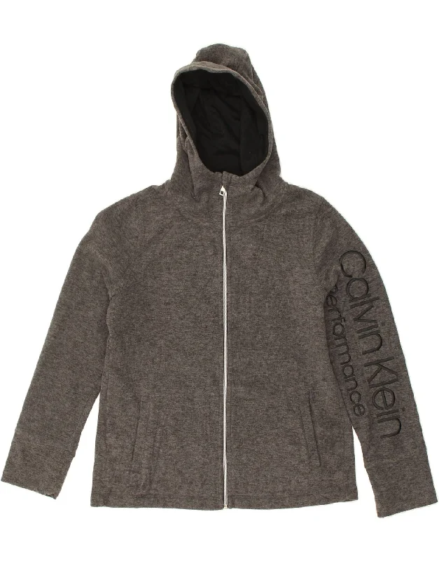 Women's Tops And Clothing CALVIN KLEIN Womens Graphic Hooded Fleece Jacket UK 14 Medium Grey Women's Tops And Clothing CALVIN KLEIN Womens Graphic Hooded Fleece Jacket UK 14 Medium Grey