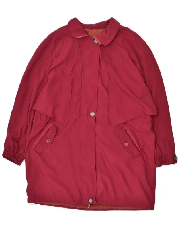 Fashionable Women's Outfit VINTAGE Womens Overcoat UK 22 3XL Maroon Polyester