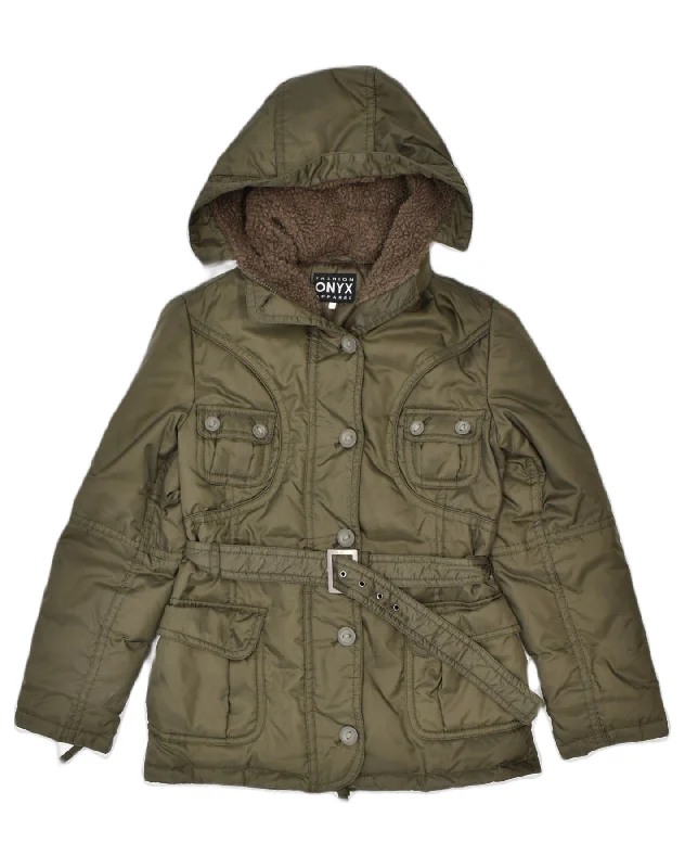 Women's Trendy Outfits ONYX Womens Hooded Utility Jacket UK 12 Medium Khaki Nylon Classic Women's Trendy Outfits ONYX Womens Hooded Utility Jacket UK 12 Medium Khaki Nylon Classic