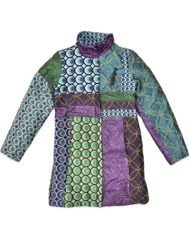 Trendy Street Style Clothing DESIGUAL Womens Overcoat UK 10 Small Multicoloured Geometric Polyester Trendy Street Style Clothing DESIGUAL Womens Overcoat UK 10 Small Multicoloured Geometric Polyester