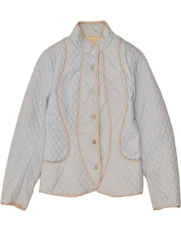 Luxury Women's Clothing LES COPAINS Womens Quilted Jacket IT 46 Large Grey Nylon