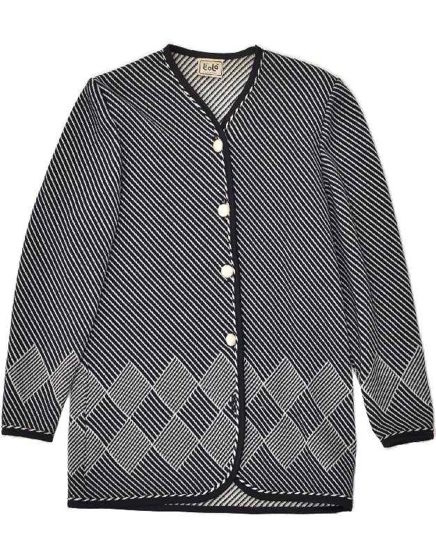 Women's Holiday Attire LIOLA Womens 4 Button Blazer Jacket UK 14 Medium Navy Blue Striped Wool Women's Holiday Attire LIOLA Womens 4 Button Blazer Jacket UK 14 Medium Navy Blue Striped Wool