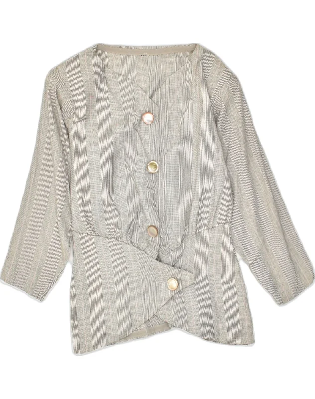 Online Clothing Boutiques VINTAGE Womens 4 Button Blazer Jacket UK 14 Medium Grey Striped Online Clothing Boutiques VINTAGE Womens 4 Button Blazer Jacket UK 14 Medium Grey Striped