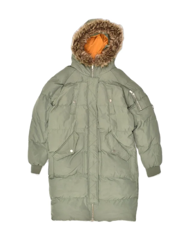 Modern Women's Outfit SUPERDRY Womens Hooded Padded Coat UK 10 Small  Khaki Polyester