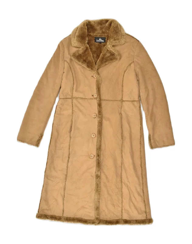 Women's Wardrobe Apparel VINTAGE Womens Sherpa Overcoat UK 14 Medium Brown