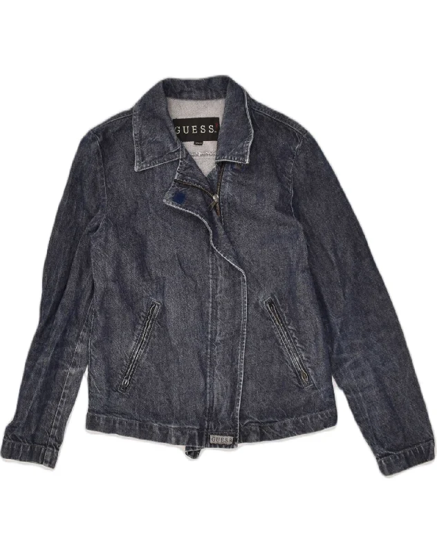 Affordable Women's Apparel GUESS Womens Denim Jacket UK 10 Small Navy Blue