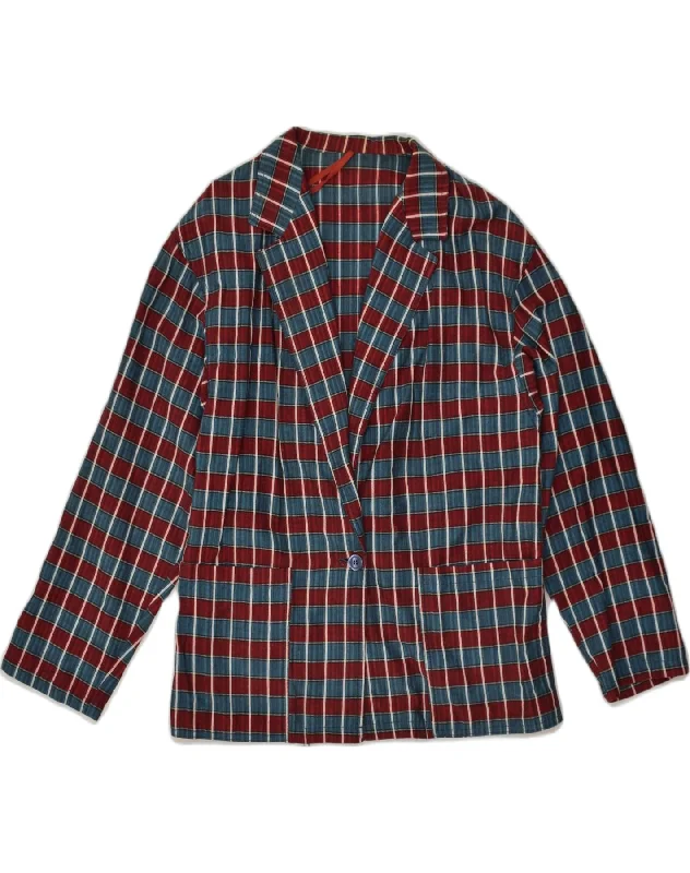 Classic Clothes For Women VINTAGE Womens 1 Button Blazer Jacket UK 12 Medium Burgundy Check Classic Clothes For Women VINTAGE Womens 1 Button Blazer Jacket UK 12 Medium Burgundy Check
