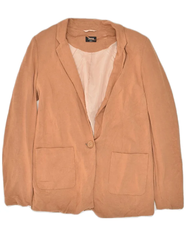 Vintage-Inspired Women's Clothes OASIS Womens Loose Fit 1 Button Blazer Jacket UK 10 Small Brown Viscose Vintage-Inspired Women's Clothes OASIS Womens Loose Fit 1 Button Blazer Jacket UK 10 Small Brown Viscose