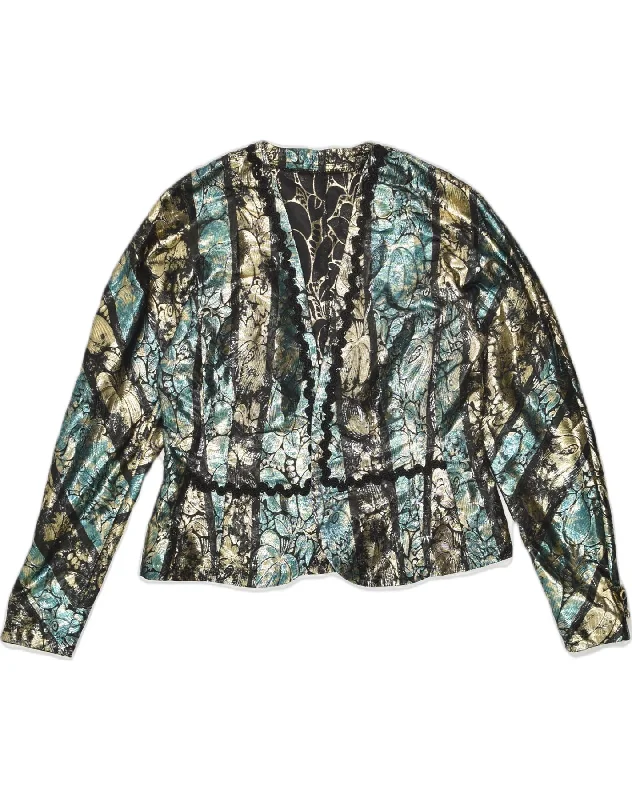 Relaxed Style VINTAGE Womens Blazer Jacket UK 12 Medium Multicoloured Floral