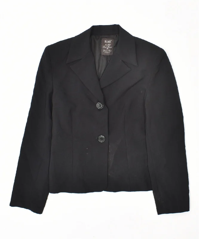 Affordable Women's Fashion NEMO Womens 2 Button Blazer Jacket IT 44 Medium Black Polyester Vintage Affordable Women's Fashion NEMO Womens 2 Button Blazer Jacket IT 44 Medium Black Polyester Vintage