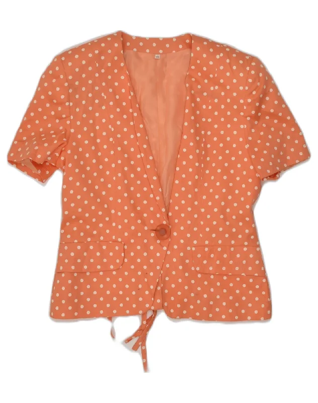 Chic Women's Outfit VINTAGE Womens Short Sleeve 1 Button Blazer Jacket IT 46 Large Orange Chic Women's Outfit VINTAGE Womens Short Sleeve 1 Button Blazer Jacket IT 46 Large Orange