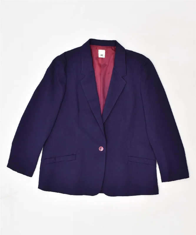 Women's Relaxed Outfit VINTAGE Womens 1 Button Blazer Jacket UK 16 Large Purple Polyester Women's Relaxed Outfit VINTAGE Womens 1 Button Blazer Jacket UK 16 Large Purple Polyester