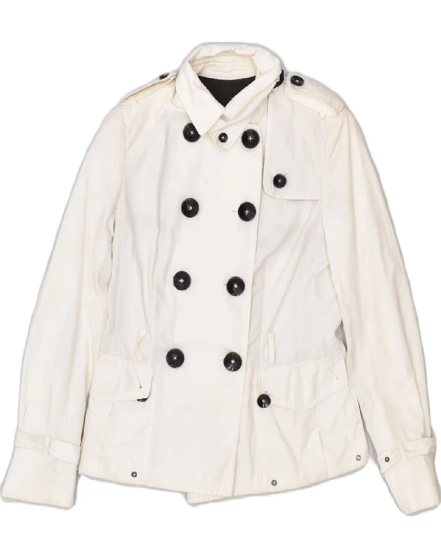 Trendy Online Boutiques MONTECORE Womens Pea Coat UK 10 Small Off White