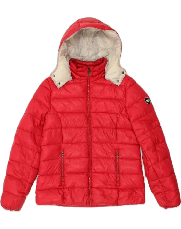 Online Clothing Boutiques BEST COMPANY Womens Hooded Padded Jacket UK 16 Large Red Nylon