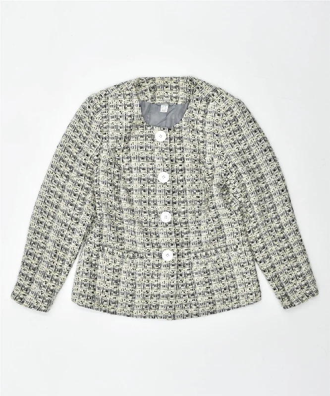 Women's Elegant Clothing Sets VINTAGE Womens 4 Button Blazer Jacket UK 12 Medium Grey Polyester Women's Elegant Clothing Sets VINTAGE Womens 4 Button Blazer Jacket UK 12 Medium Grey Polyester