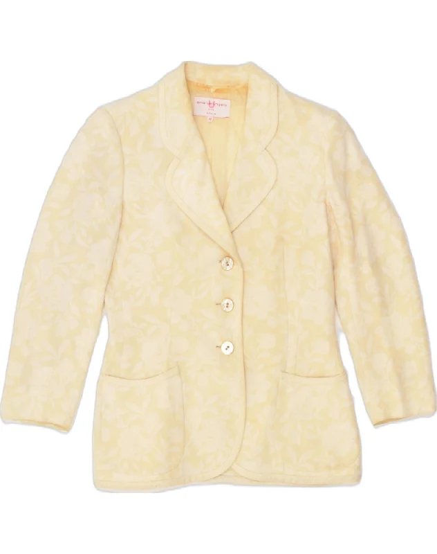 Women's Clothing Stores EMANUEL UNGARO Womens 3 Button Blazer Jacket IT 42 Medium Off White Floral Women's Clothing Stores EMANUEL UNGARO Womens 3 Button Blazer Jacket IT 42 Medium Off White Floral