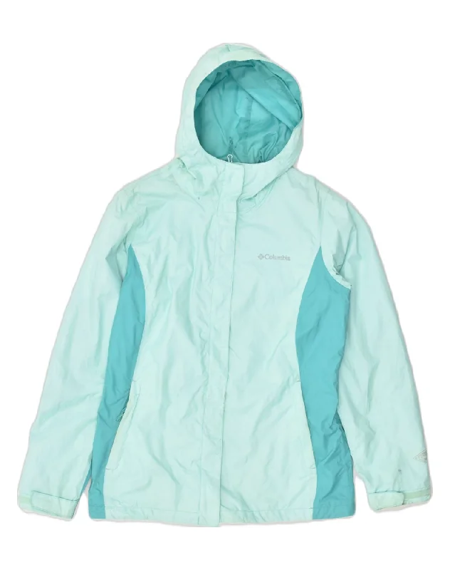 Flash Sale Or Flash Sales COLUMBIA Womens Hooded Rain Jacket UK 14 Medium Blue Colourblock Nylon Flash Sale Or Flash Sales COLUMBIA Womens Hooded Rain Jacket UK 14 Medium Blue Colourblock Nylon