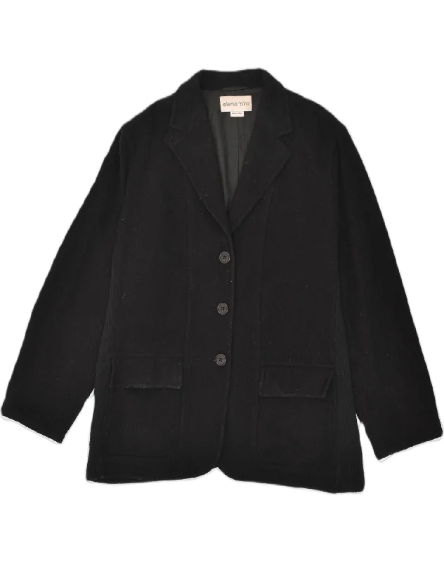Elegant Women's Clothing ELENA MIRO Womens 3 Button Blazer Jacket UK 14 Medium Black Wool Elegant Women's Clothing ELENA MIRO Womens 3 Button Blazer Jacket UK 14 Medium Black Wool