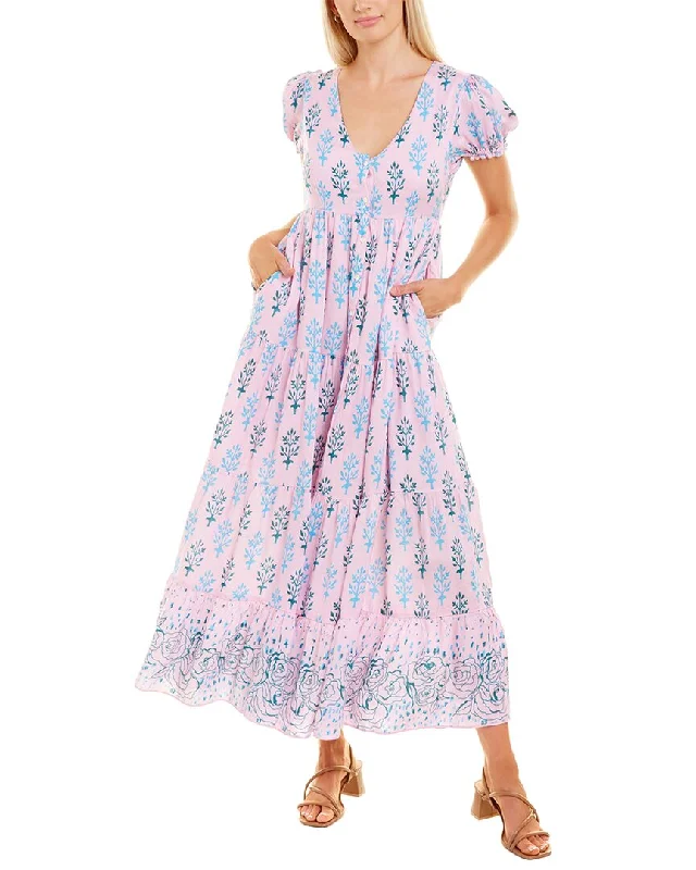 Winter Warm - Up Sale Celina Moon Short Sleeve Tiered Maxi Dress