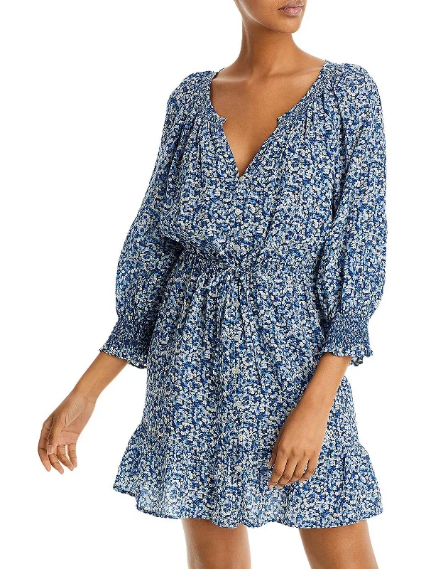 Graceful Cut Eliza Womens Floral Mini Fit & Flare Dress