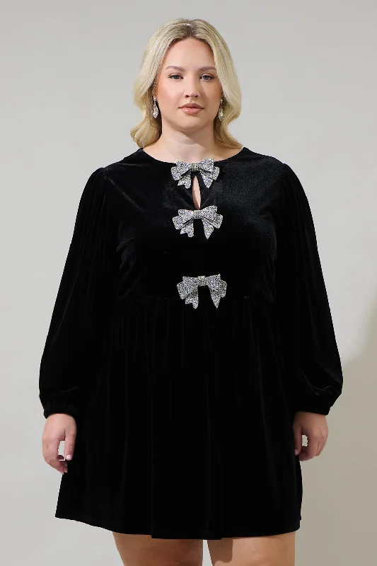 Score Big On Glamorous Red - Carpet Styles Glow Bow Velvet Dress Curve