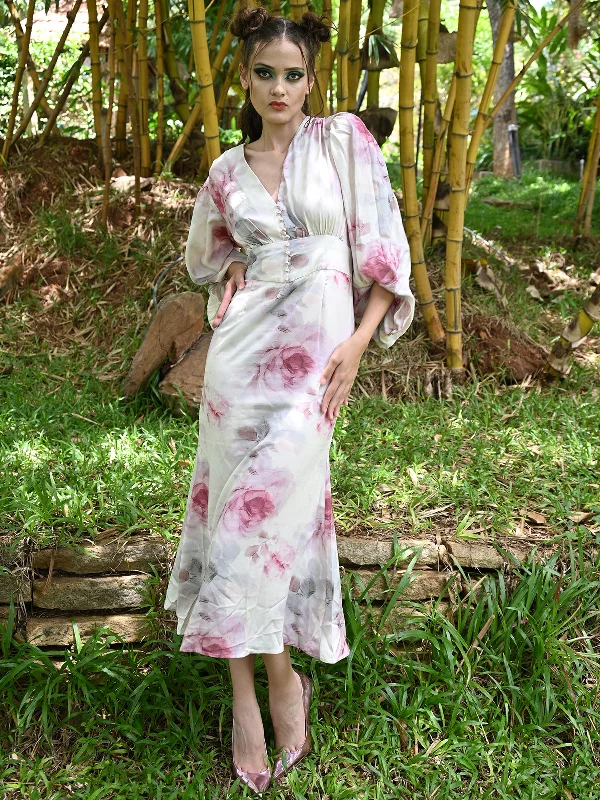 Urban Sophistication Odette Women Pink Party Wear A-Line Printed Satin Stitched Dress Urban Sophistication Odette Women Pink Party Wear A-Line Printed Satin Stitched Dress