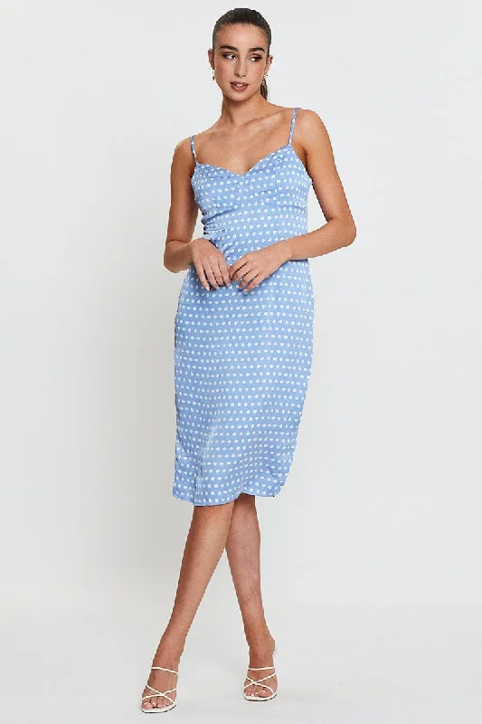 Clearance Event Polka Dot Midi Dress Sleeveless Evening