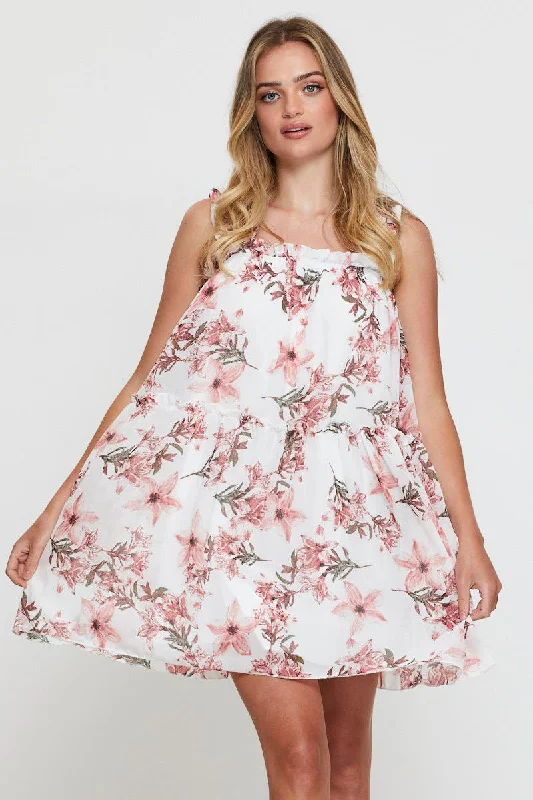 Now On Sale For Chic Urban Styles Print Mini Dress Sleeveless Square Neck