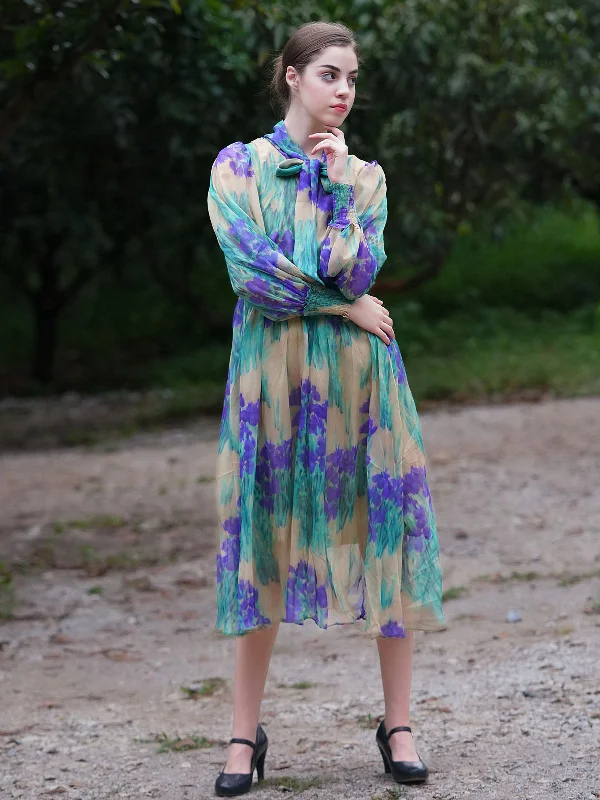 Classic Women's Fashion Odette Women Teal Green Polyester Chiffon Printed Long Stitched Dress Classic Women's Fashion Odette Women Teal Green Polyester Chiffon Printed Long Stitched Dress