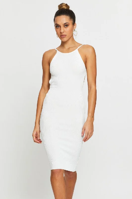 Flash Sale White Bodycon Dress Knit