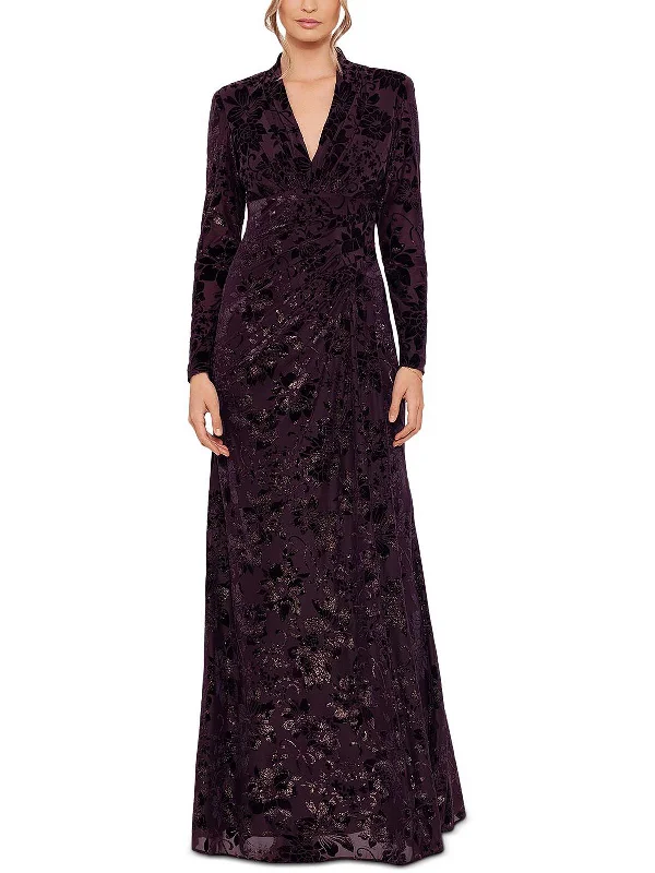 Fashion Forward Outfits Womens Velvet Long Sleeves Evening Dress