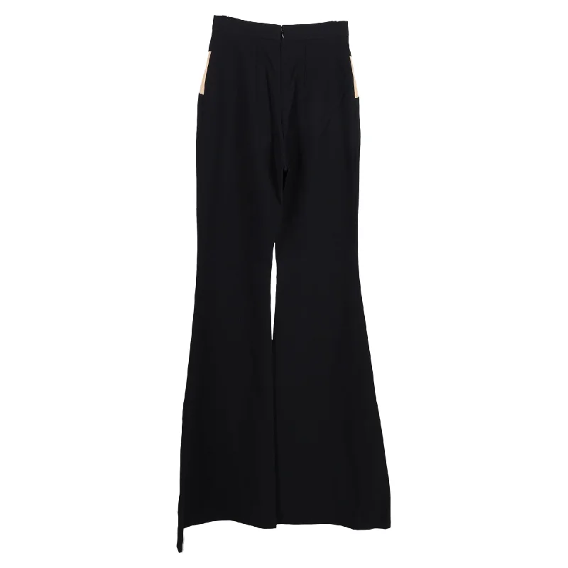 Balmain High-Waisted Wide Leg Pants in Black Polyester