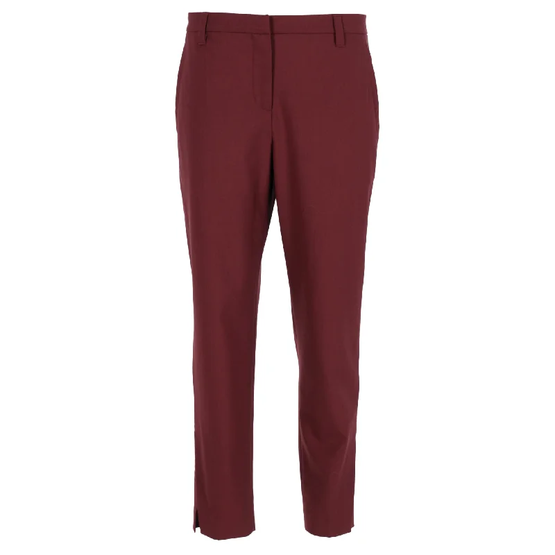 Brunello Cucinelli Straight Cut Trousers in Maroon Wool