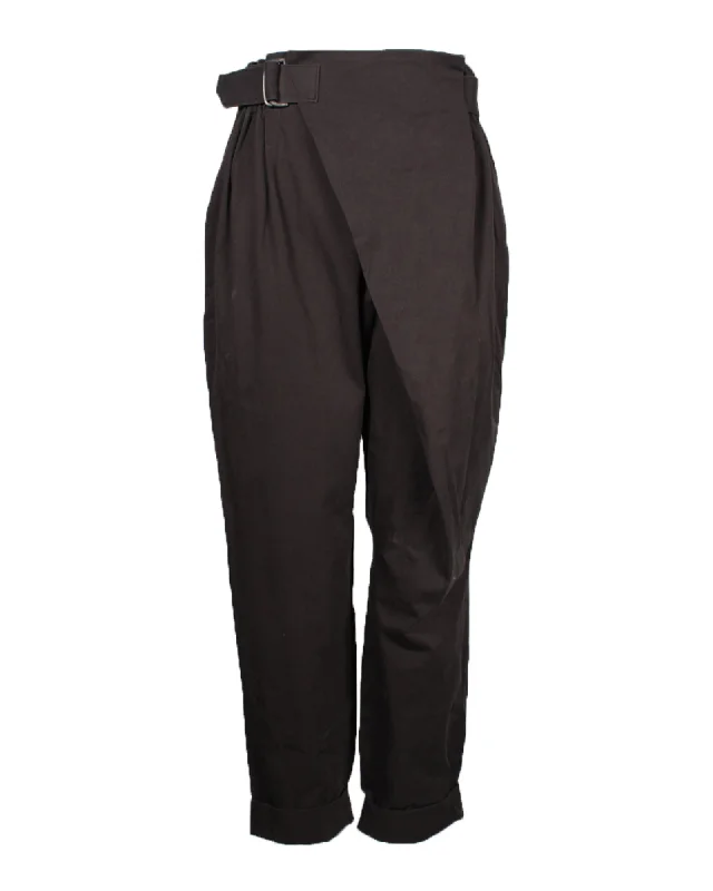 Issey Miyake Half Wrap Pants in Brown Cotton