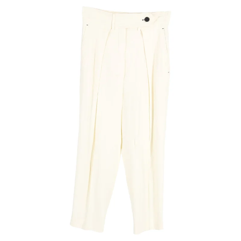 Max Mara Sportmax Pleated Straight-Leg Trousers in Cream Acetate