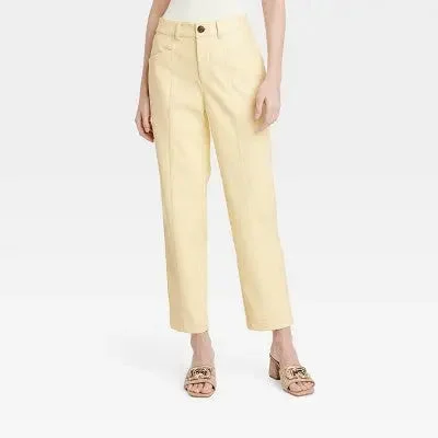 Effortless Everyday Wear New - Women's High-Rise Faux Leather Ankle Trousers - A New Day Yellow 10 Effortless Everyday Wear New - Women's High-Rise Faux Leather Ankle Trousers - A New Day Yellow 10