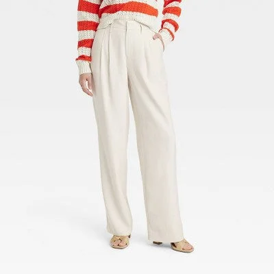 Style Versatile Women's Collection New - Women's High-Rise Linen Pleat Front Straight Trousers - A New Day Cream 10 Short Style Versatile Women's Collection New - Women's High-Rise Linen Pleat Front Straight Trousers - A New Day Cream 10 Short