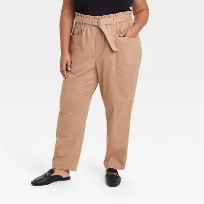 Stylish Statements Ava & Viv Womens Plus High Rise Tapered Leg Full Paperbag Pants Midweight Stylish Statements Ava & Viv Womens Plus High Rise Tapered Leg Full Paperbag Pants Midweight