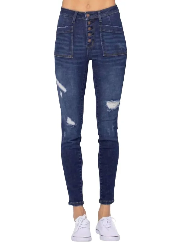 Elevate Your Wardrobe Pick Your Pocket Jeans In Dark Blue