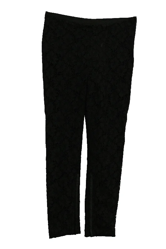 Valentino Lace Pants With Side Zip in Black Viscose